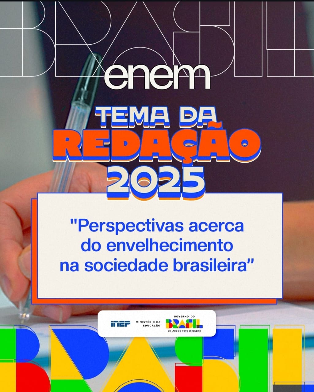Tema da redação do Enem 2025 é 'Perspectivas acerca do envelhecimento ...